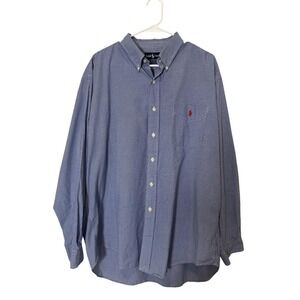 Polo Ralph Lauren Long Sleeve Shirt Button Up XL Blue White‎ Check Iconic